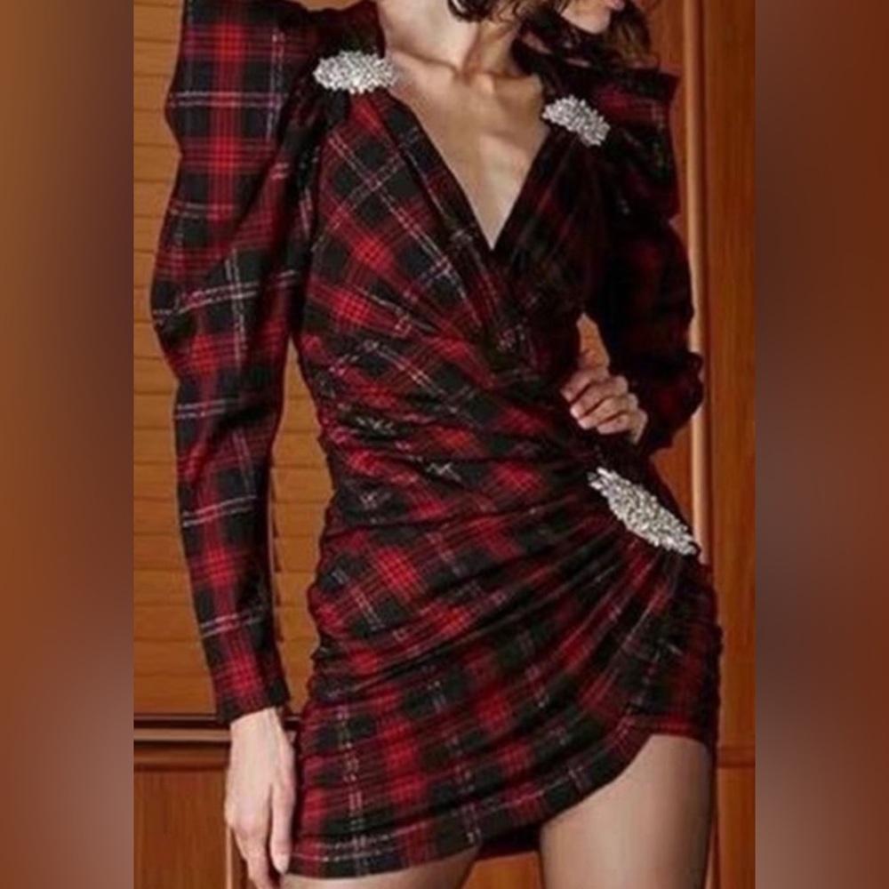 Plaid midi dres